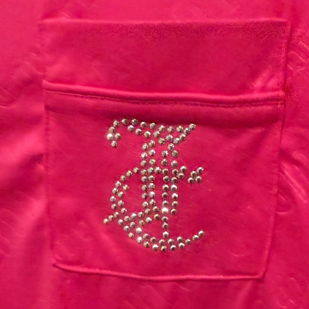 Juicy Couture NWT Size L Vibrant Pink Silky Juicy Short Sleeve Pajama Set (0671) - Picture 8 of 14